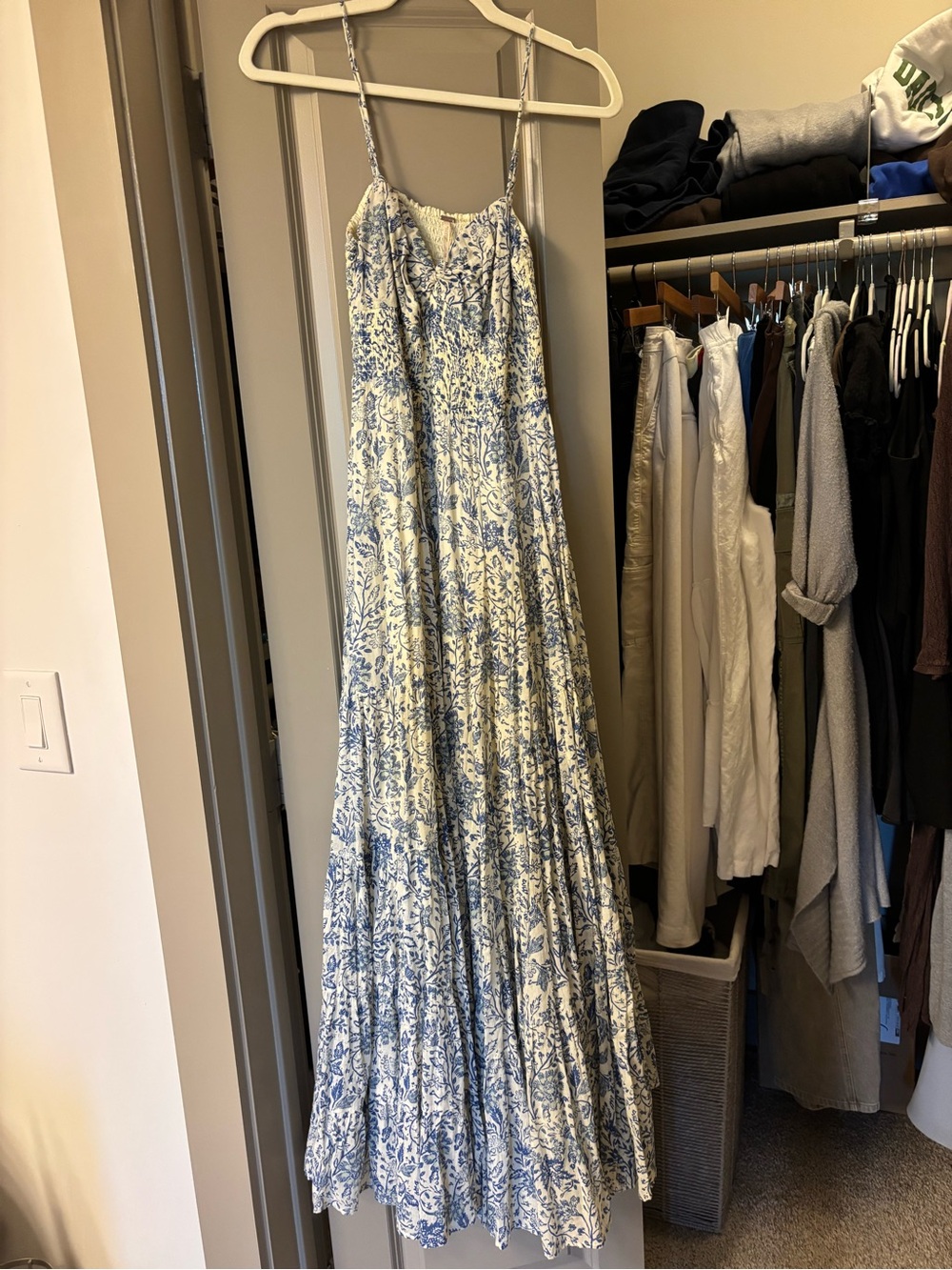 Free People Blue and White Floral Maxi Dress